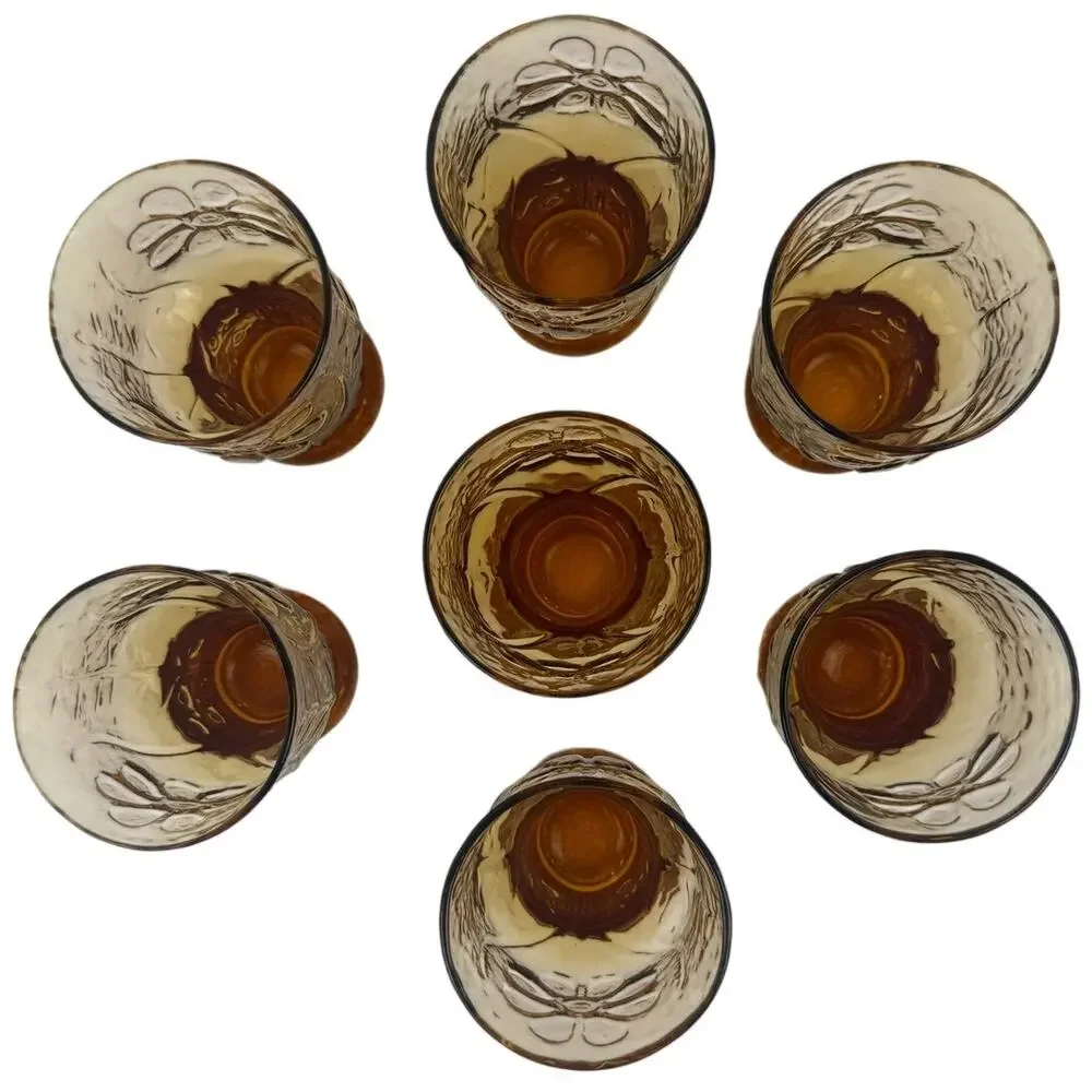 Vintage Libbey Country Garden Daisy Amber 4